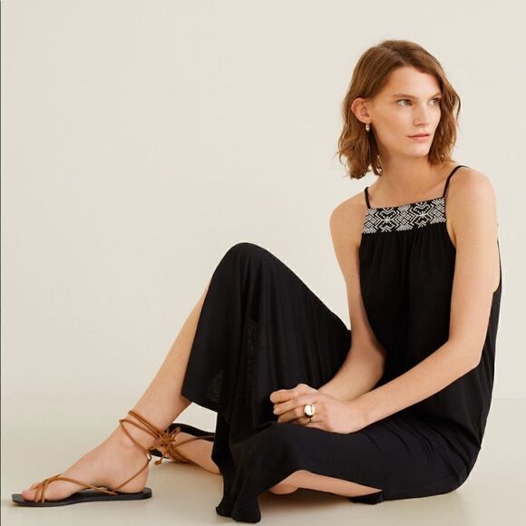 Mango embroidered black panel dress NWT - Picture 6 of 10